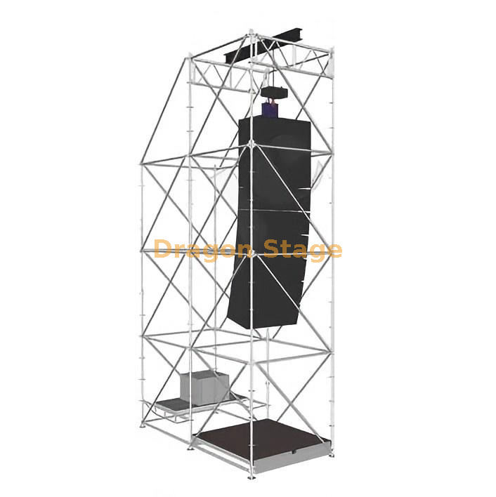 Sistema colgante DragonStage 2x4x8m Ringlock Line Array con lastre y plataforma de trabajo