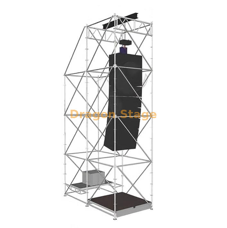 Sistema colgante DragonStage 2x4x8m Ringlock Line Array con lastre y plataforma de trabajo