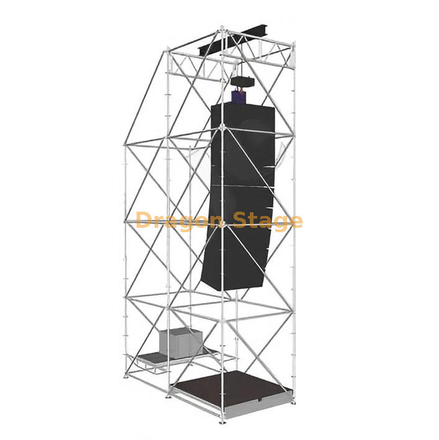 Sistema colgante DragonStage 2x4x8m Ringlock Line Array con lastre y plataforma de trabajo