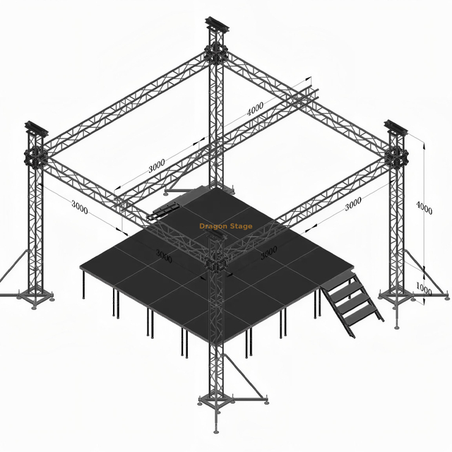 Sistema de armadura de iluminación para eventos cuadrados de aluminio de 6x6x5 m