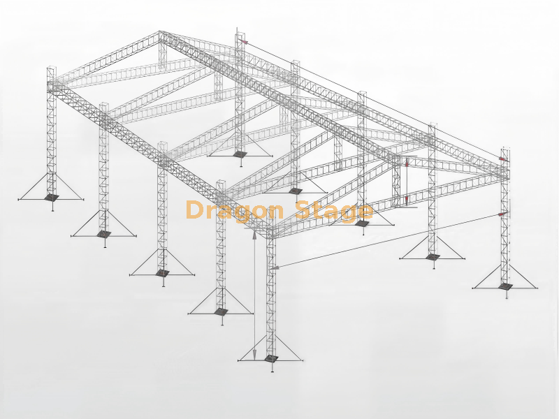 Sistema de armadura de techo de aluminio de gran luz de 80x25x14m para megaeventos y estructuras temporales