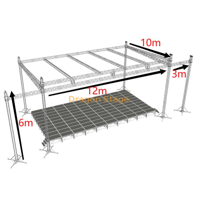 Diseño de estructura de armadura de techo plano para eventos de aluminio con 2 alas 12x10x6m 3m Wings