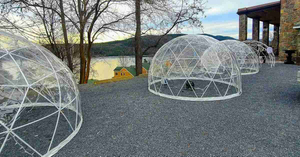 Carpa de cúpula de plástico de lujo al aire libre transparente Hotel Clear Garden Igloo Carpa