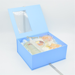 Caja de flores de jabón personalizada azul caja de regalo de Navidad caja de embalaje de cosméticos con ventana de pvc transparente
