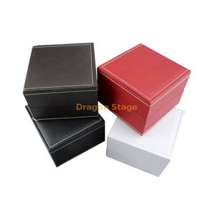 Caja de madera personalizada de fábrica de lujo, caja de reloj de cuero pu blanco rojo negro personalizado