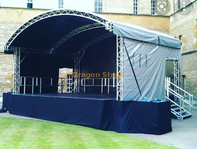 Escenario de techo curvo de aluminio con escaleras de 8x4x4m para uso en eventos y giras