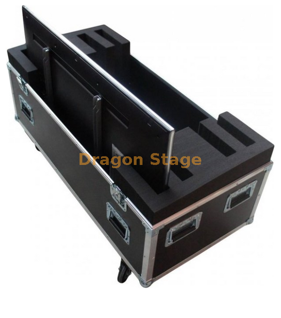 Flightcase de aluminio personalizado para fiesta con 4 ruedas para TV 43