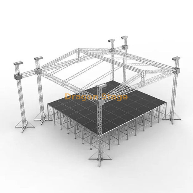 Sistema de escenario para eventos con armadura de techo para conciertos 15x8x8m