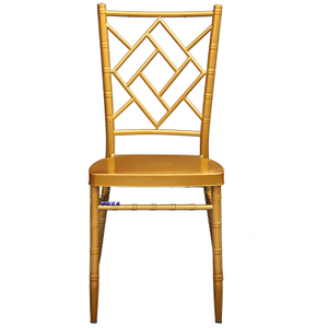 Silla de bambú de hotel de metal emitida directamente por el fabricante, Hermosa silla para bodas al aire libre, Silla con respaldo de malla de hierro, Muebles de hotel