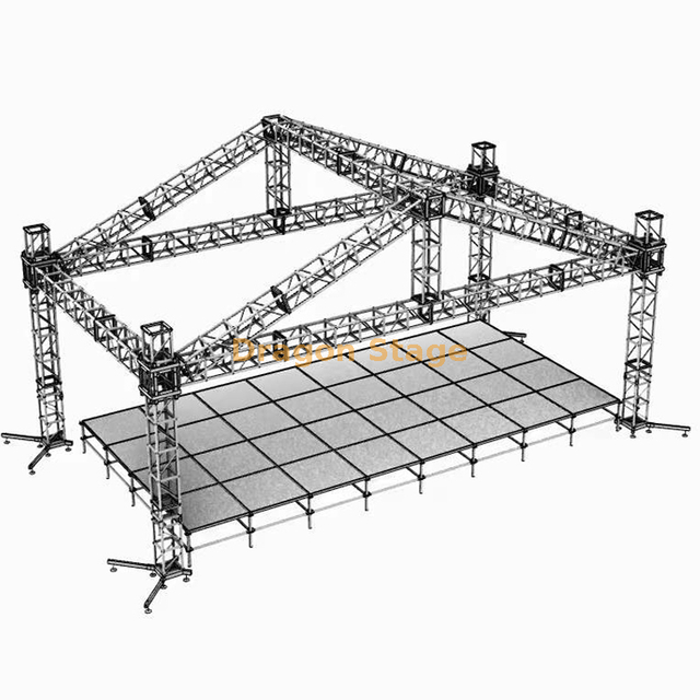 Sistema de aluminio personalizado los 6x6x4m al aire libre de la etapa del braguero del estudio del tejado de la echada