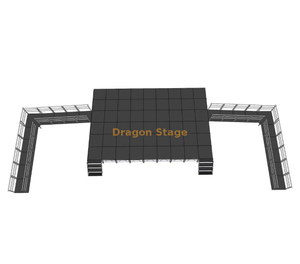 Sistema de escenario de aluminio portátil profesional de 10,98x7,32 m con rampas ADA y 2 escaleras y altura ajustable de 0,8 a 1,2 m