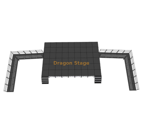 Sistema de escenario de aluminio portátil profesional de 10,98x7,32 m con rampas ADA y 2 escaleras y altura ajustable de 0,8 a 1,2 m