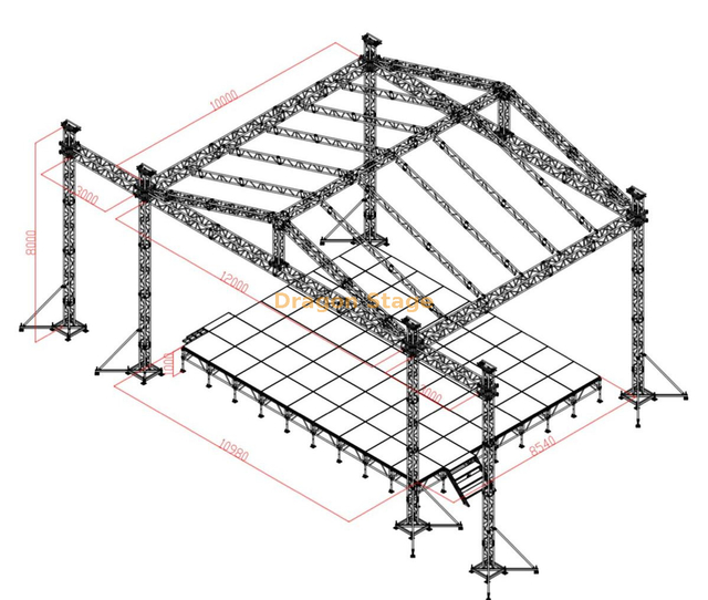 Evento de columnas de plata de concierto Truss / Silver Stand Store Truss con techo de 12x10x8m
