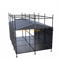 Cabina de control FOH híbrida Ringlock de 4x6 m con marco de techo de aluminio y cortinas climáticas