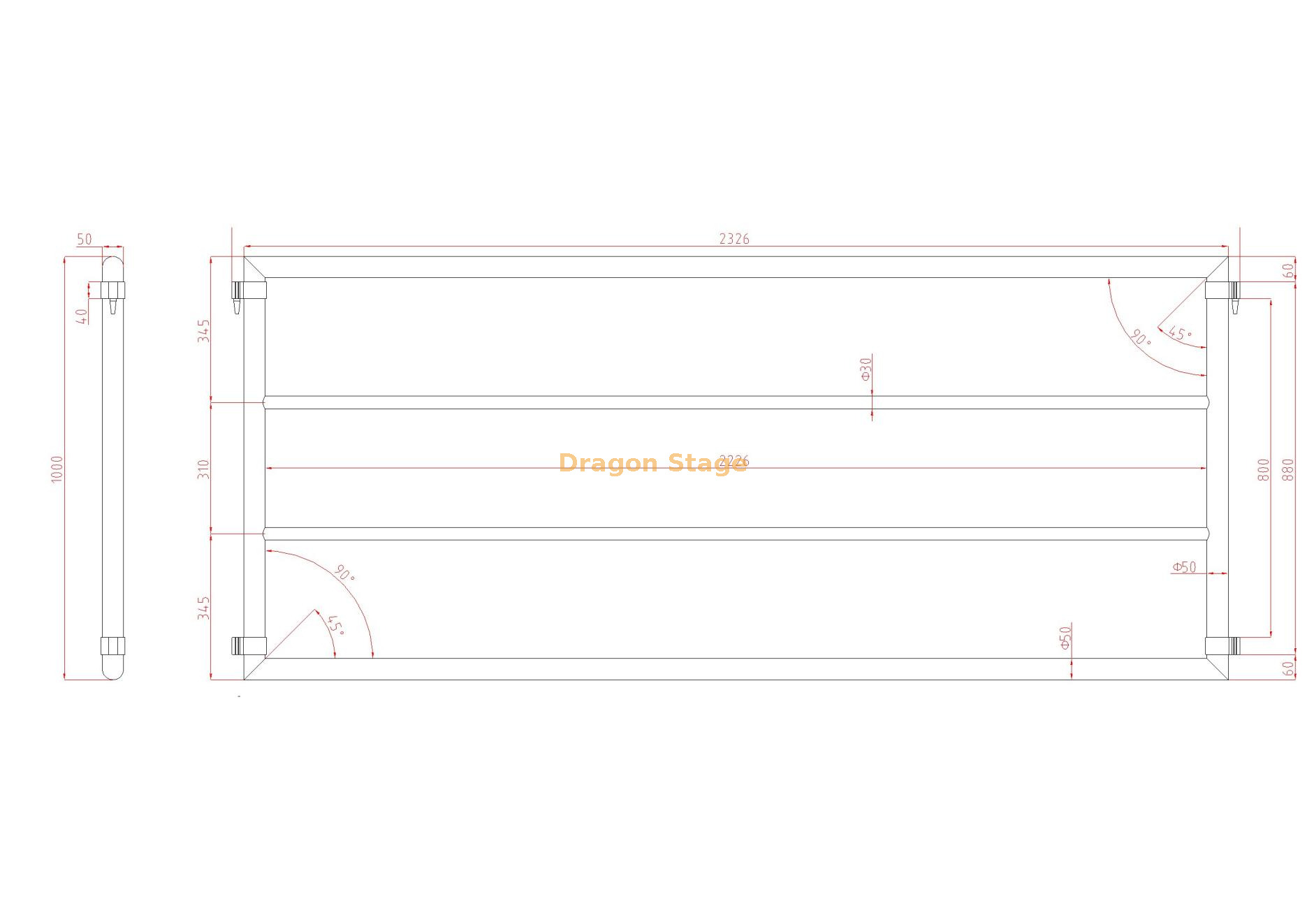 2.44m Dibujo de barandilla de largo
