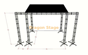 Sistema de escenario con armazón de techo de aluminio de 8x6x7m con alas de 2m y cubierta (armazón con pernos de 300 mm)