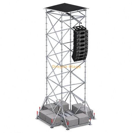 Torre colgante Ringlock Line Array de 2x2x10m con techo, lastre y plataforma de trabajo