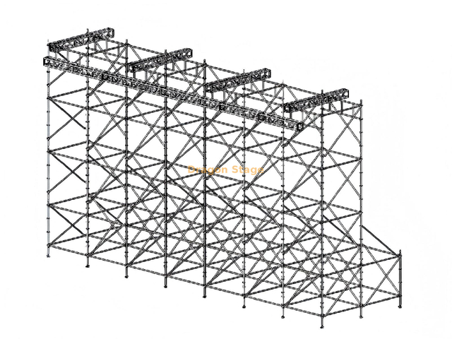 Estructura colgante de pantalla LED Ringlock de doble fila de 14x4x8m con viga de armadura de 14m