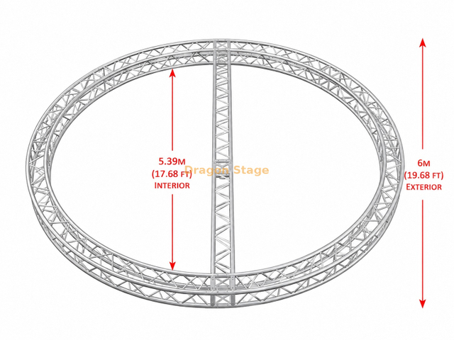 Anillo de armadura de iluminación circular de aluminio personalizado de 6 m de diámetro con haz de soporte central