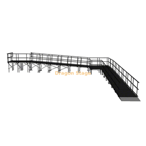Rampa de escenario modular de aluminio de 90 grados, 12,25 x 10,70 m, con descanso y barandillas