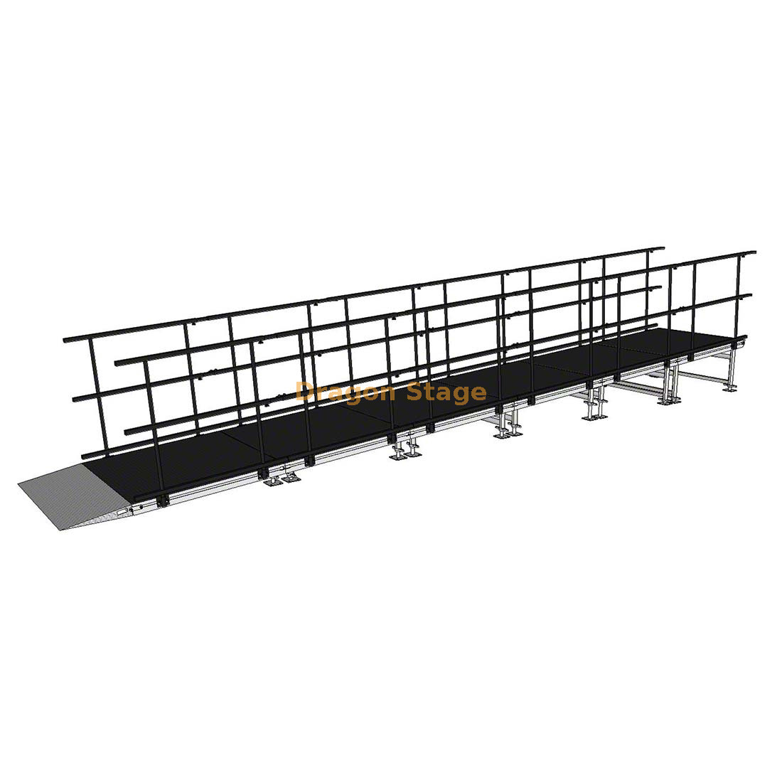 Rampa de acceso para artistas y equipos, estrecha y recta de aluminio de 7,84 x 1,23 m para escenarios de eventos