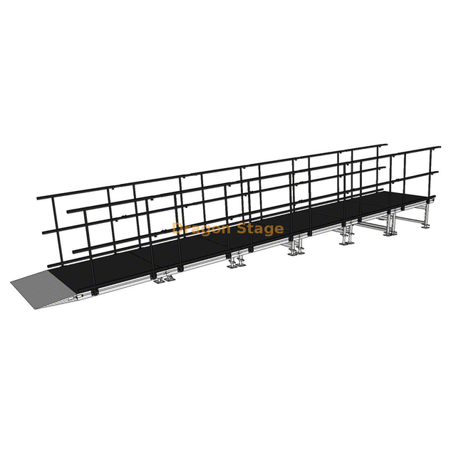 Rampa de acceso para artistas y equipos, estrecha y recta de aluminio de 7,84 x 1,23 m para escenarios de eventos