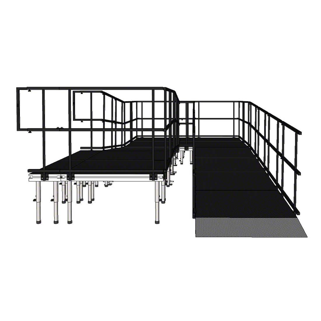 Rampa de servicio de escenario de aluminio en curva compacta de 24x10 pies para carros AV y producci&oacute;n de giras.jpg