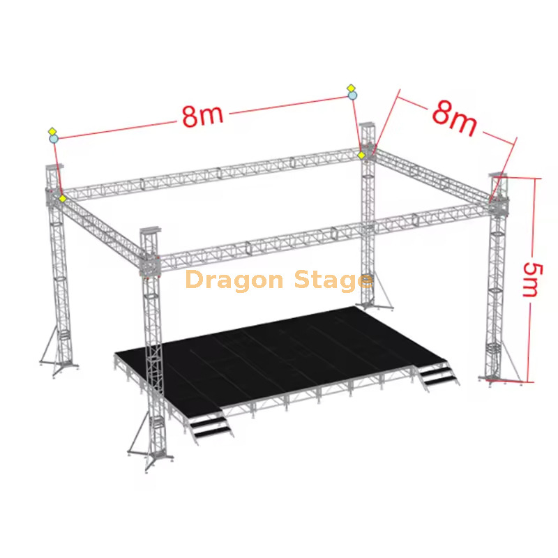 8x8x5m de aluminio de aluminio Rigging de armadura Etapa de la etapa de armadura