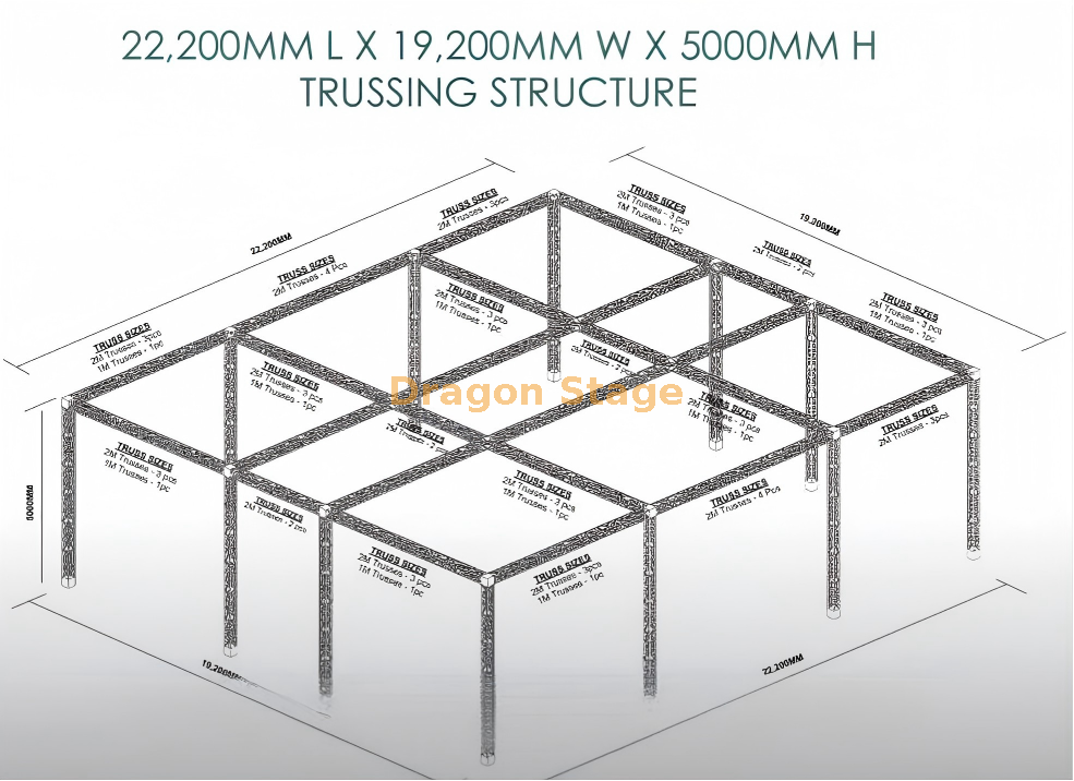 Sistema de exhibición modular de armazón de 21x17x5m 