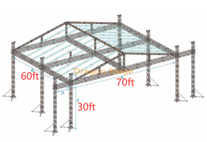 Fabricantes de truss de escenario de techo de caja portátil de aluminio 60x70x30ft