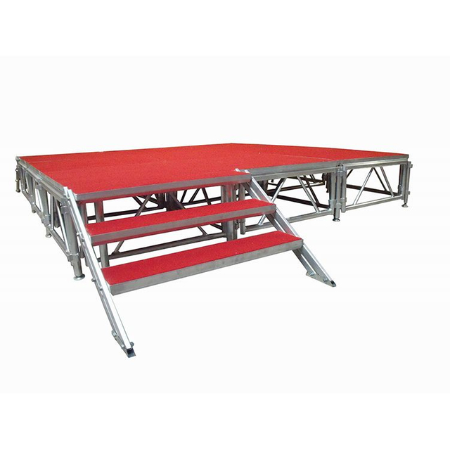 Escenario modular de aluminio Park Event con 3 escaleras ajustables de 4 escalones y 16 paneles