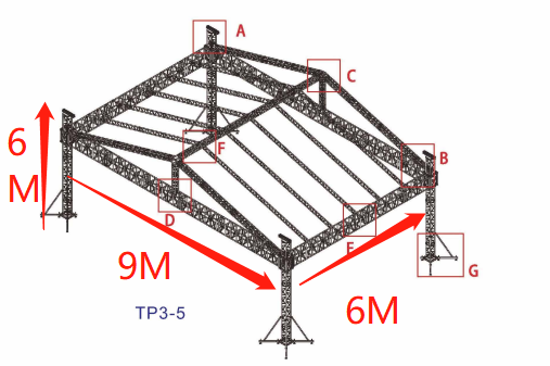 Spigot Box Truss Roof 9x6x6m 4 Pilares con Techo