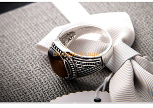 Diseñador réplica barata imitación piedra de ojo de tigre turco joyería de anillo inoxidable