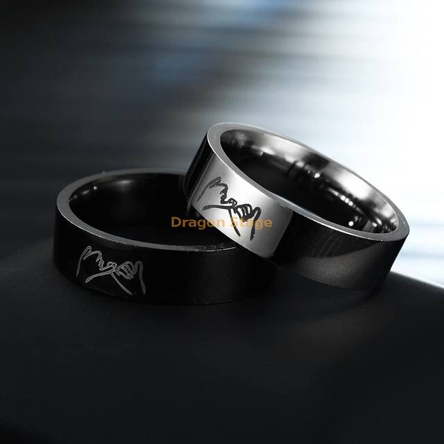 Regalo del Día de San Valentín mujeres hombres amistad acero inoxidable negro plateado personalizado Pinky Swear grabado promesa anillo de boda