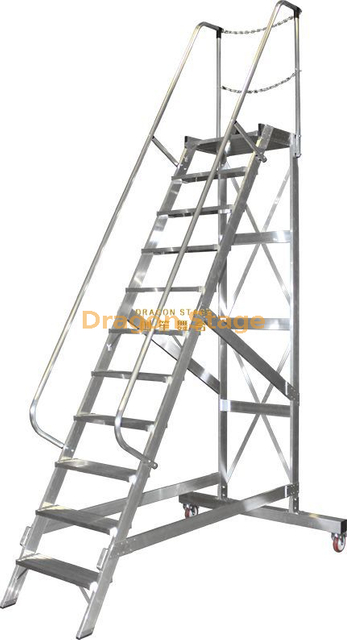 Taburete de aluminio para trabajo pesado con escaleras y pasamanos