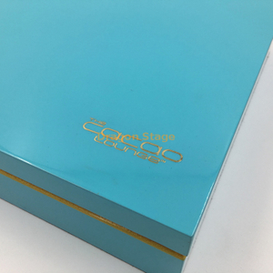 Caja de joyería de madera con inserto de cuero azul dorado grande, cajas de almacenamiento de regalo para collar
