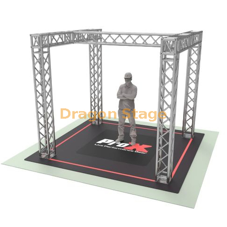 Stand para feria comercial de 9,42 pies de ancho x 9,42 pies de largo x 9,20 pies de alto con diseño en forma de H en el centro - SERIE K de servicio liviano