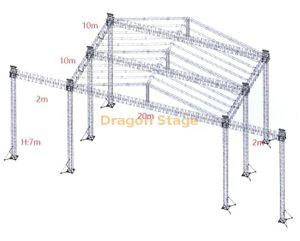 Braguero al aire libre de aluminio del tejado del concierto del sistema del braguero del acontecimiento para los altavoces colgantes los 20x20x7m