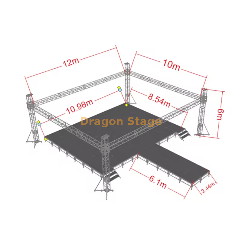 Catwalk de aluminio Show de moda del desfile de la pista de armadura Configuración de armadura 12x10x6m