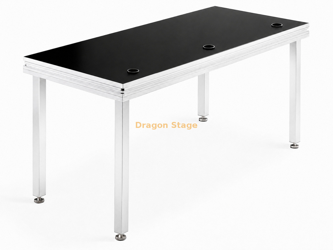 Mesa de DJ móvil de aluminio personalizada de 2200x800x900 mm con ruedas bloqueables