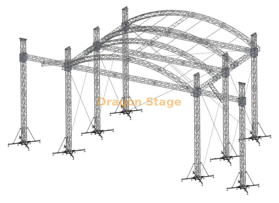 Sistema de armadura de techo curvo de 20x14x10m de ancho para escenarios de eventos grandes