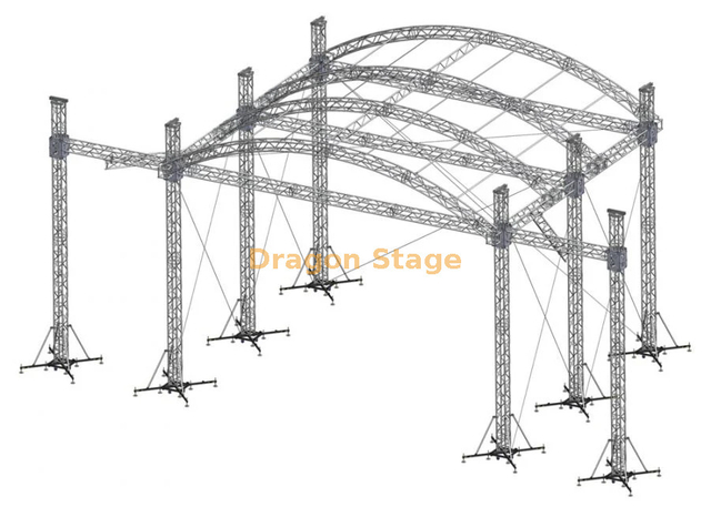 Sistema de armadura de techo curvo de 20x14x10m de ancho para escenarios de eventos grandes