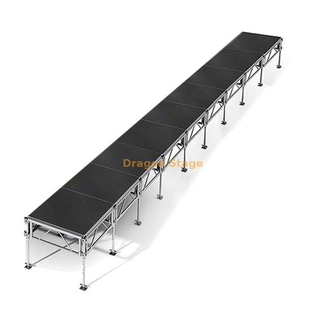Escenario de pasarela móvil de aluminio profesional de 36'x4' - Altura ajustable (0,4 m - 2 m)