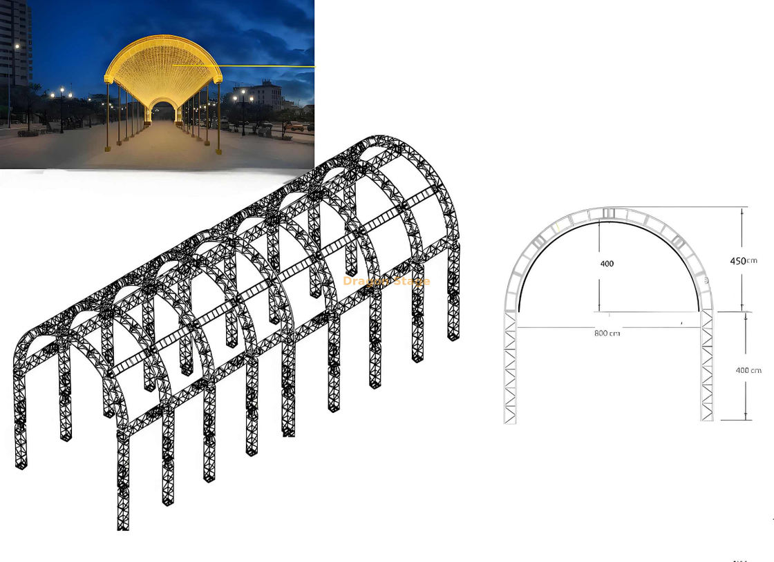 Túnel de iluminación de truss de aluminio