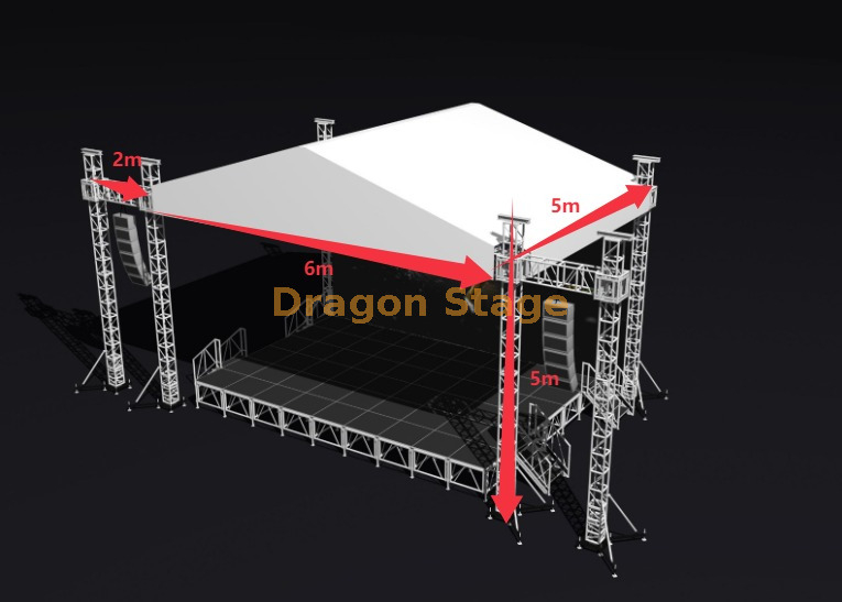 Pequeal concierto al aire libre Sound Roof Truss Etapa de 6x5x5m