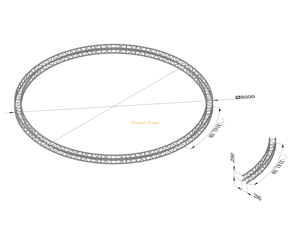 Sistema de armadura circular de aluminio profesional de 8 m de diámetro