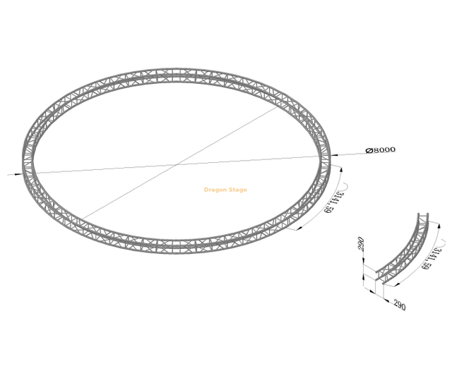 Sistema de armadura circular de aluminio profesional de 8 m de diámetro