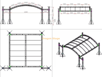 Sistema de armadura de techo en arco de aluminio de 12x12x6m con alas de altavoz de 3m
